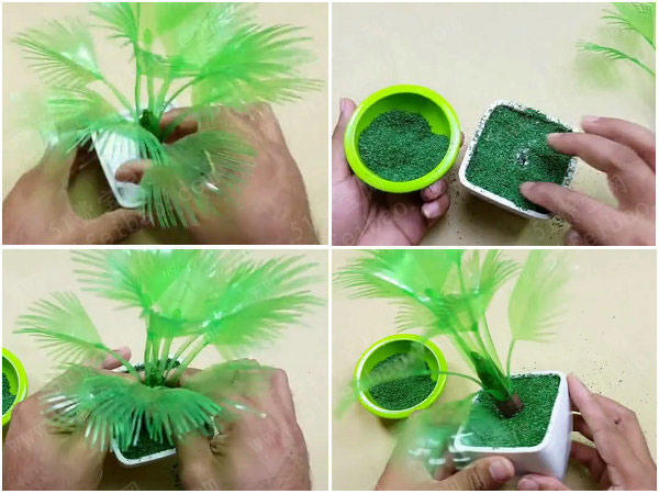 如何使用雪碧瓶diy袖珍椰子树盆栽 - 废物利用手工diy