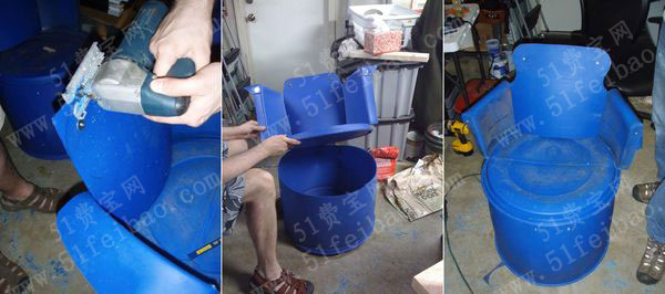 回收弃塑料桶diy靠背沙发椅教程
