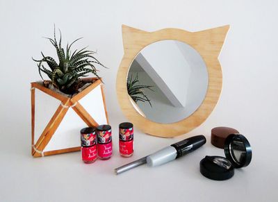 塑料旧镜子改造DIY猫脸化妆镜教程