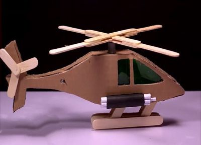 纯手工做硬纸板电动直升机