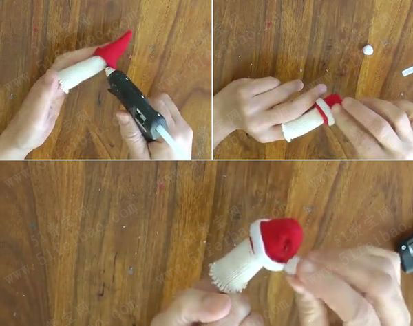旧手套改变成DIY圣诞节五指手偶玩具