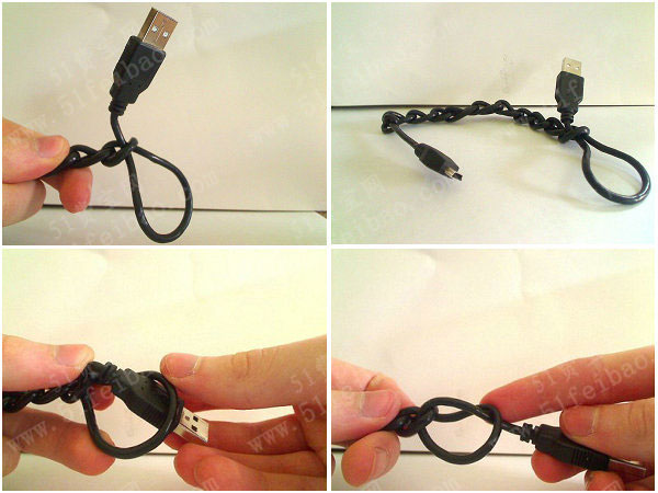 DIY便携数据线缆编织手环