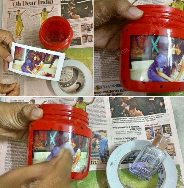 玻璃罐子改变一下DIY相框花瓶
