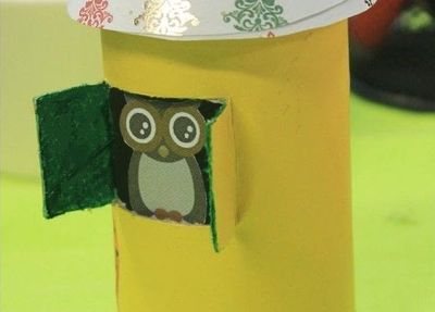 亲子乐纸筒纸型diy打造猫头鹰之家