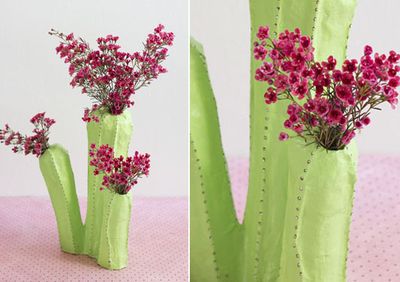 DIY人造仙人掌干花花瓶