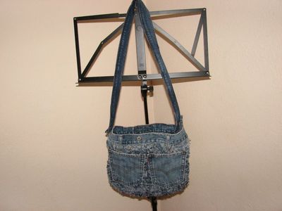 破旧牛仔裤DIY编织挎包