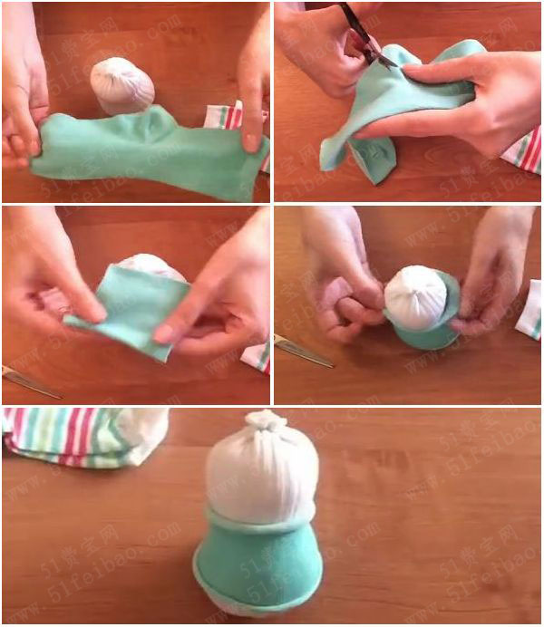 怎样用袜子制作雪人娃娃布偶的方法图解
