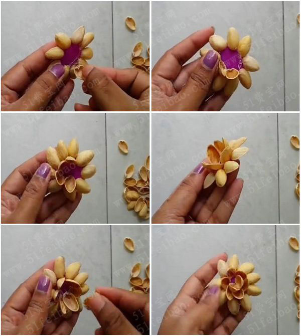 开心果壳做手工DIY花朵发夹