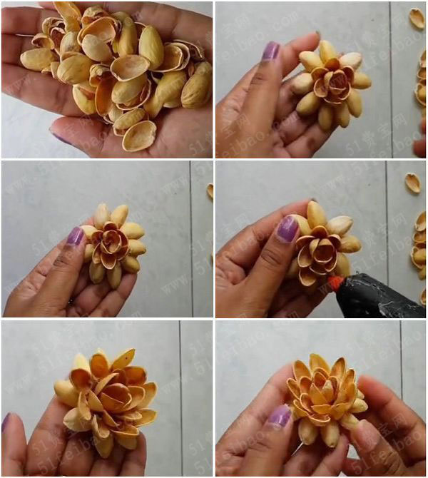 开心果壳做手工DIY花朵发夹