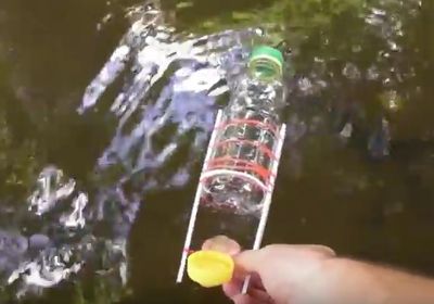 矿泉水瓶子手工diy橡皮筋动力小艇