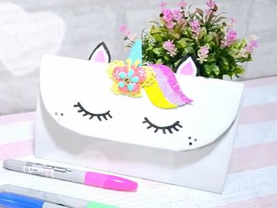使用牛奶盒锡纸DIY独角兽创意笔袋