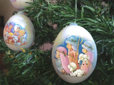 鸡蛋壳DIY圣诞节贴画吊饰圣诞球