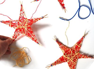 圣诞节创意手工：废毛线diy圣诞树挂饰五角星