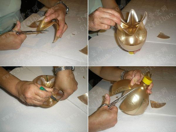 饮料瓶电烙diy金色花台奖杯制作教程