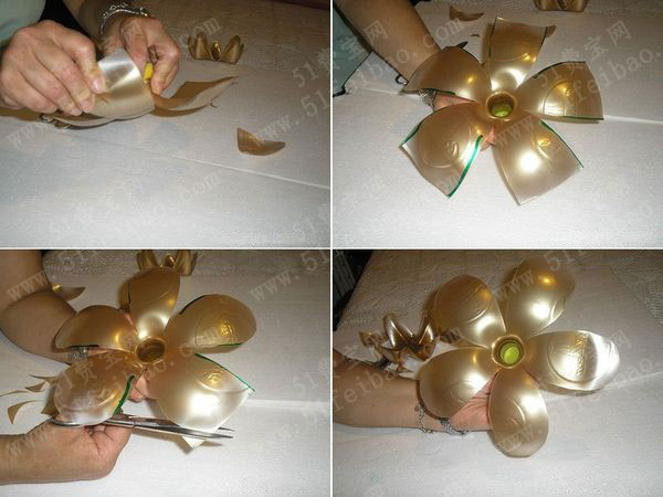 饮料瓶电烙diy金色花台奖杯制作教程