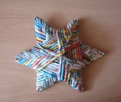 利用废纸制作编织六角星挂饰教程