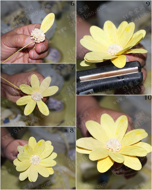 漂亮的玉米皮手工製作菊花教程