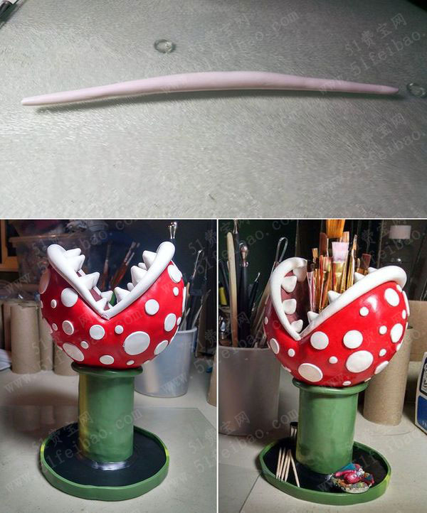 diy超级马里奥食人花笔筒教学