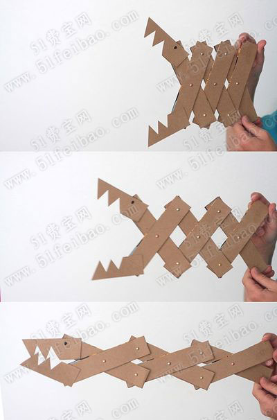 硬纸板手工制作咬合大嘴鳄鱼玩具