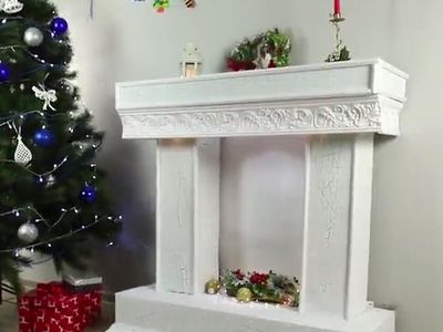 废纸箱打造圣诞节室内装饰壁炉