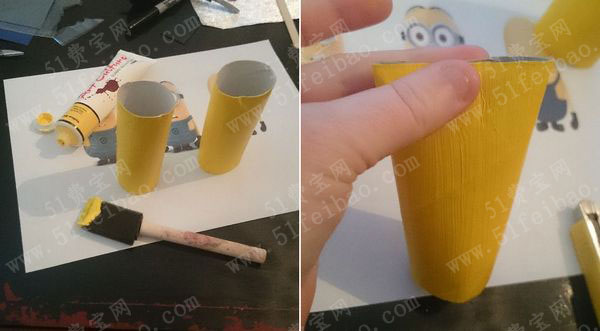 费宝学习妙用卫生纸筒如何包装礼物吧:在正式制作小黄人礼物包装之前