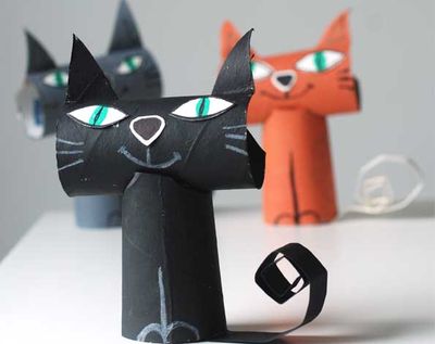 幼儿园纸芯筒小猫作品