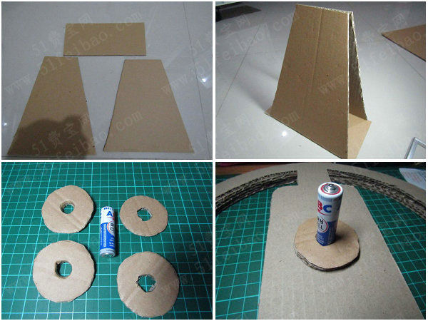 纸板箱子环保再用的作品，用硬纸板手作手游方向盘手柄