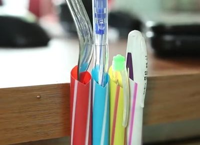 奶茶吸管DIY书桌挂笔架