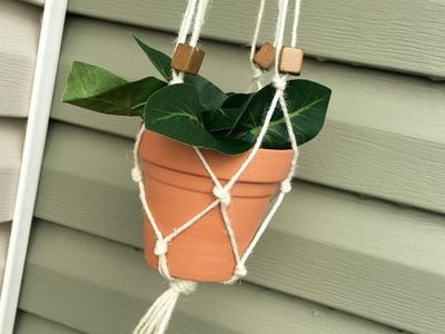 适合初学者DIY的Macrame编织花盆吊篮方法