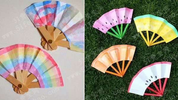 教你利用冰棍棒制作纸折扇做法