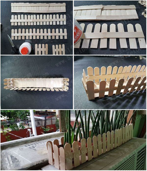 棒冰棍子diy护花围栏花盆