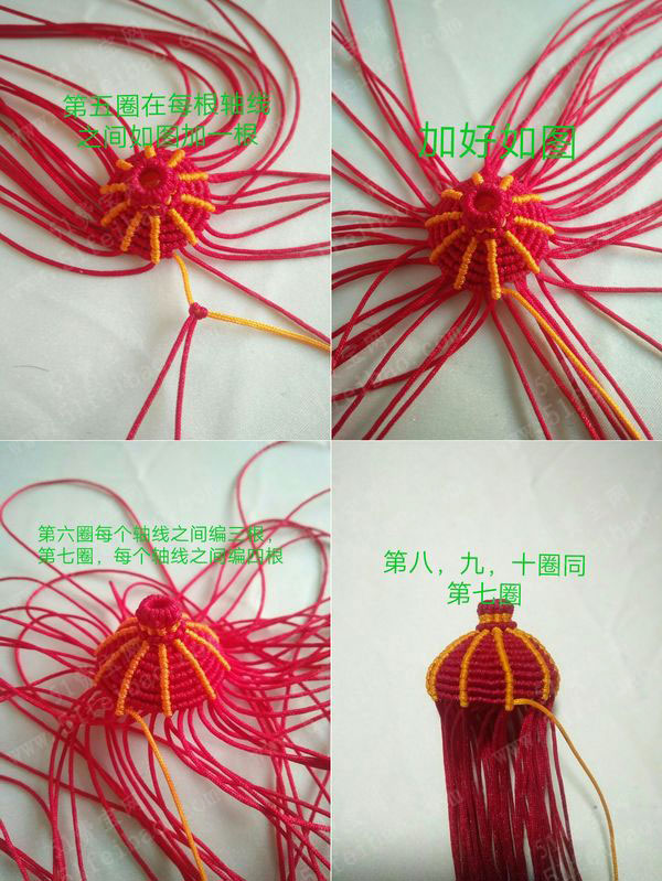 diy手编玉线红灯笼的做法图解教程