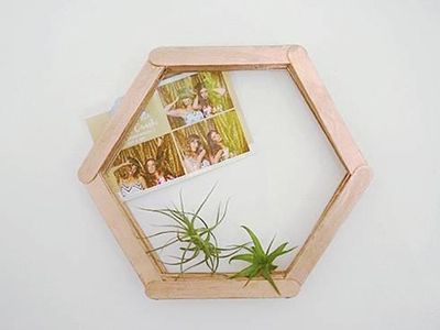 冰棍棒手工DIY六边形搁物架