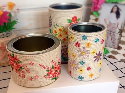 零售罐子DIY手绘四季花朵收纳罐