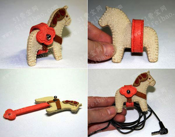 手缝的不织布马儿耳机绕线器 - 手工小制作 - 51费宝网