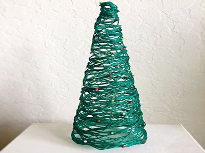 DIY绿色毛线圣诞树的制作方法图解