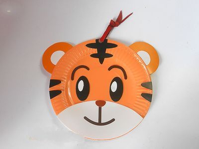 纸餐盘制作幼儿园挂饰小老虎教程