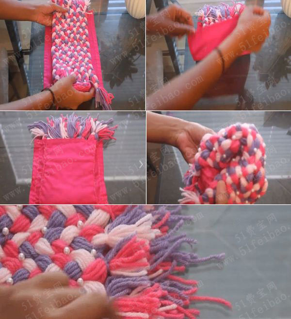 教你徒手用毛线编织出美丽的包包