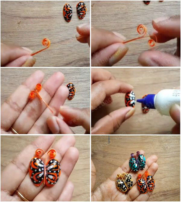 开心果壳制作可爱的彩色小蝴蝶 - 废旧物品手工制作
