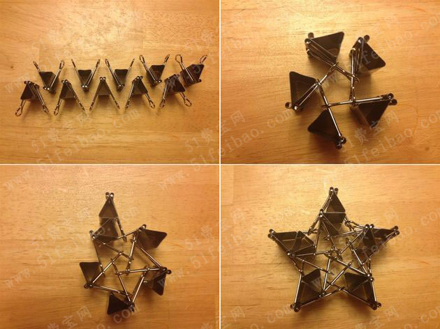 妙用长尾票夹做diy五角星 - 废物利用手工diy小制作