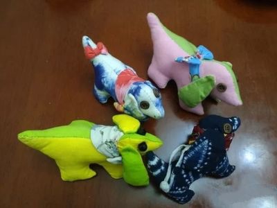 旧床单布料DIY布艺小狗