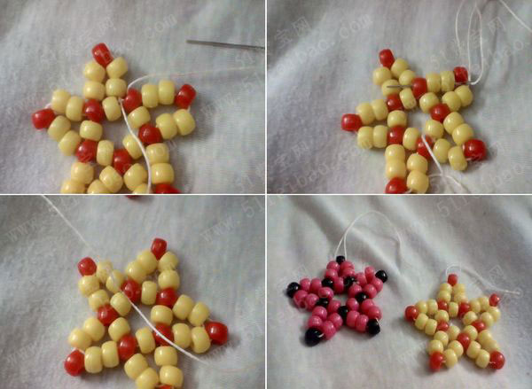 适合圣诞节的简易五角星串珠吊饰