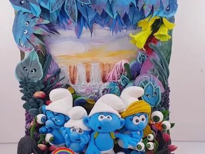 童话场景粘土手办,DIY蓝精灵的魔幻