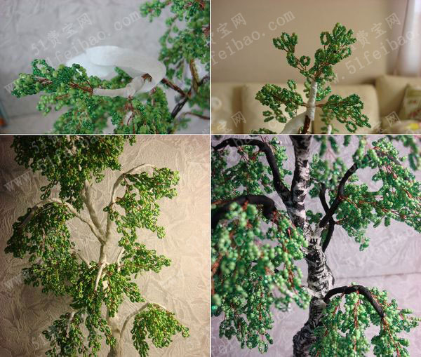 小米珠diy翠郁葱葱串珠人造盆景