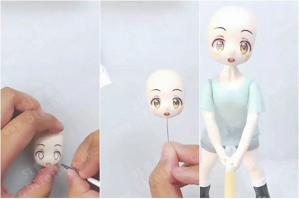 动漫角色手办diy教程粘土做工作的血小板玩偶