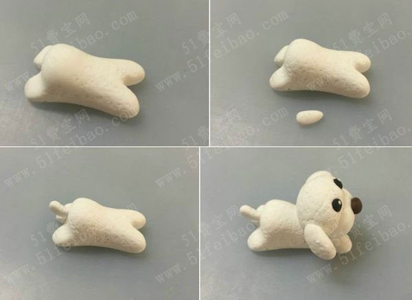 简单的入门软陶小狗狗作品 - 废物利用手工diy小制作