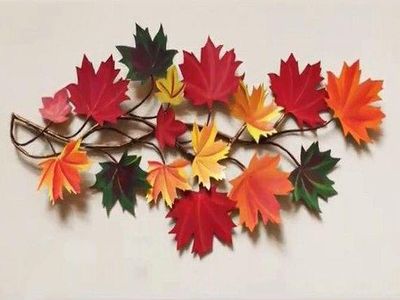 DIY壁挂彩色纸艺枫树挂饰制作教学