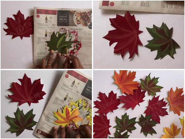 diy壁挂彩色纸艺枫树挂饰制作教学 - 手工小制作 - 51