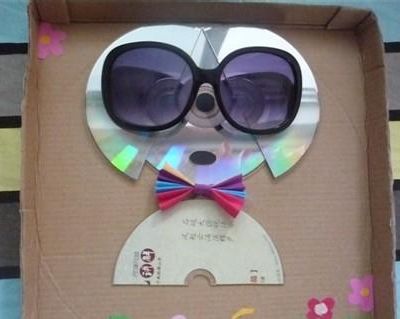 幼儿园手工作品:DIY可爱的墨镜小狗