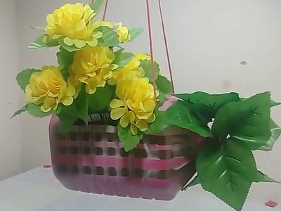 利用瓶装水桶DIY吊挂花盆